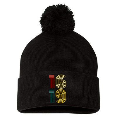 1619 Vintage Retro Pom Pom 12in Knit Beanie