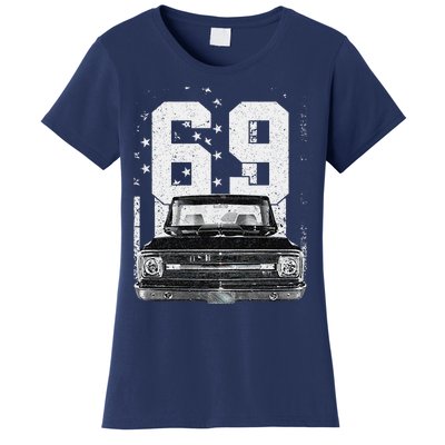 1969 69 C10 Truck Vintage 4th Of July American Flag Women's T-Shirt