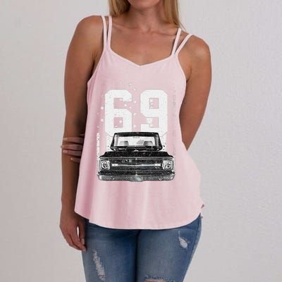 1969 69 C10 Truck Vintage 4th Of July American Flag Women's Strappy Tank