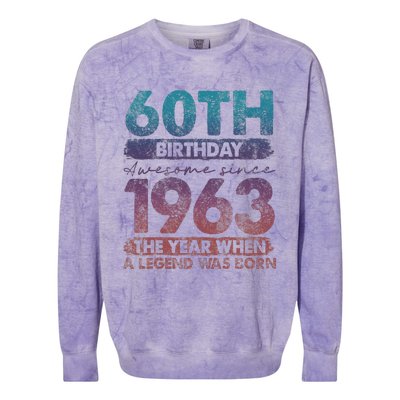 1963 60 Year Old Gifts Limited Edition 60th Vintage Birthday Colorblast Crewneck Sweatshirt