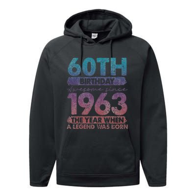 1963 60 Year Old Gifts Limited Edition 60th Vintage Birthday Performance Fleece Hoodie