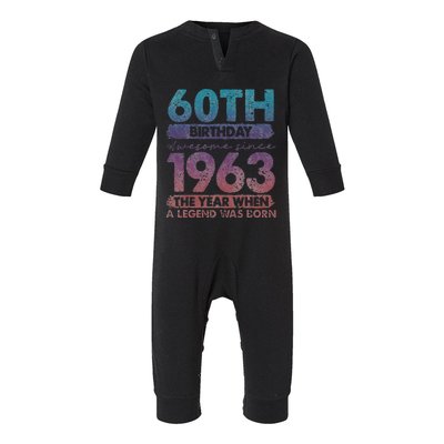 1963 60 Year Old Gifts Limited Edition 60th Vintage Birthday Infant Fleece One Piece