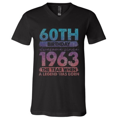 1963 60 Year Old Gifts Limited Edition 60th Vintage Birthday V-Neck T-Shirt