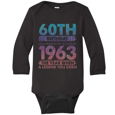 1963 60 Year Old Gifts Limited Edition 60th Vintage Birthday Baby Long Sleeve Bodysuit