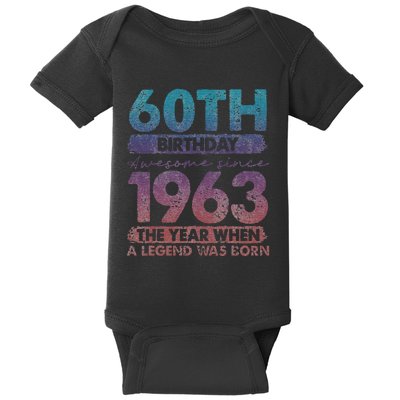 1963 60 Year Old Gifts Limited Edition 60th Vintage Birthday Baby Bodysuit