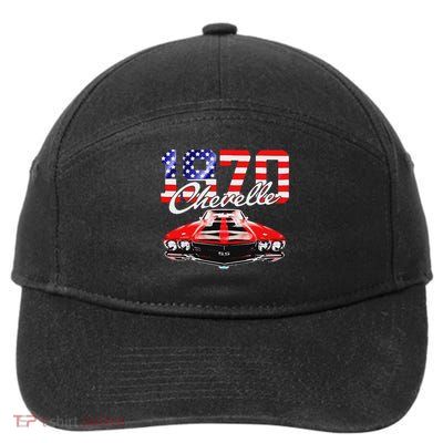 1970 70 Chevelle Ss Trending Muscle Red White Car 7-Panel Snapback Hat