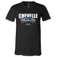 1971 71 Chevelle Malibu Ss Trending Muscle Green Car V-Neck T-Shirt