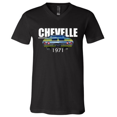 1971 71 Chevelle Malibu Ss Trending Muscle Green Car V-Neck T-Shirt