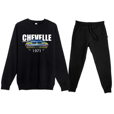 1971 71 Chevelle Malibu Ss Trending Muscle Green Car Premium Crewneck Sweatsuit Set