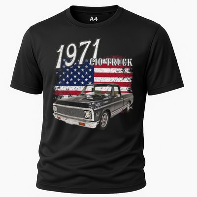1971 71 C10 Truck Vintage 4th Of July American Flag Performance Shirt