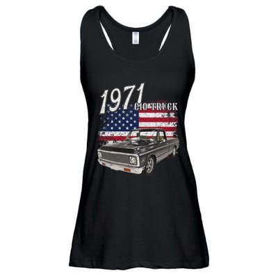 1971 71 C10 Truck Vintage 4th Of July American Flag Ladies Essential Flowy Tank