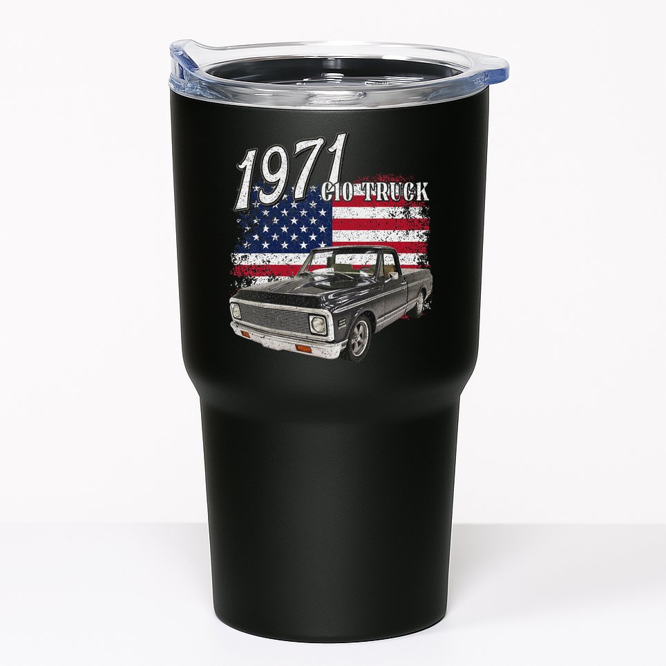 1971 71 C10 Truck Vintage 4th Of July American Flag Tumbler