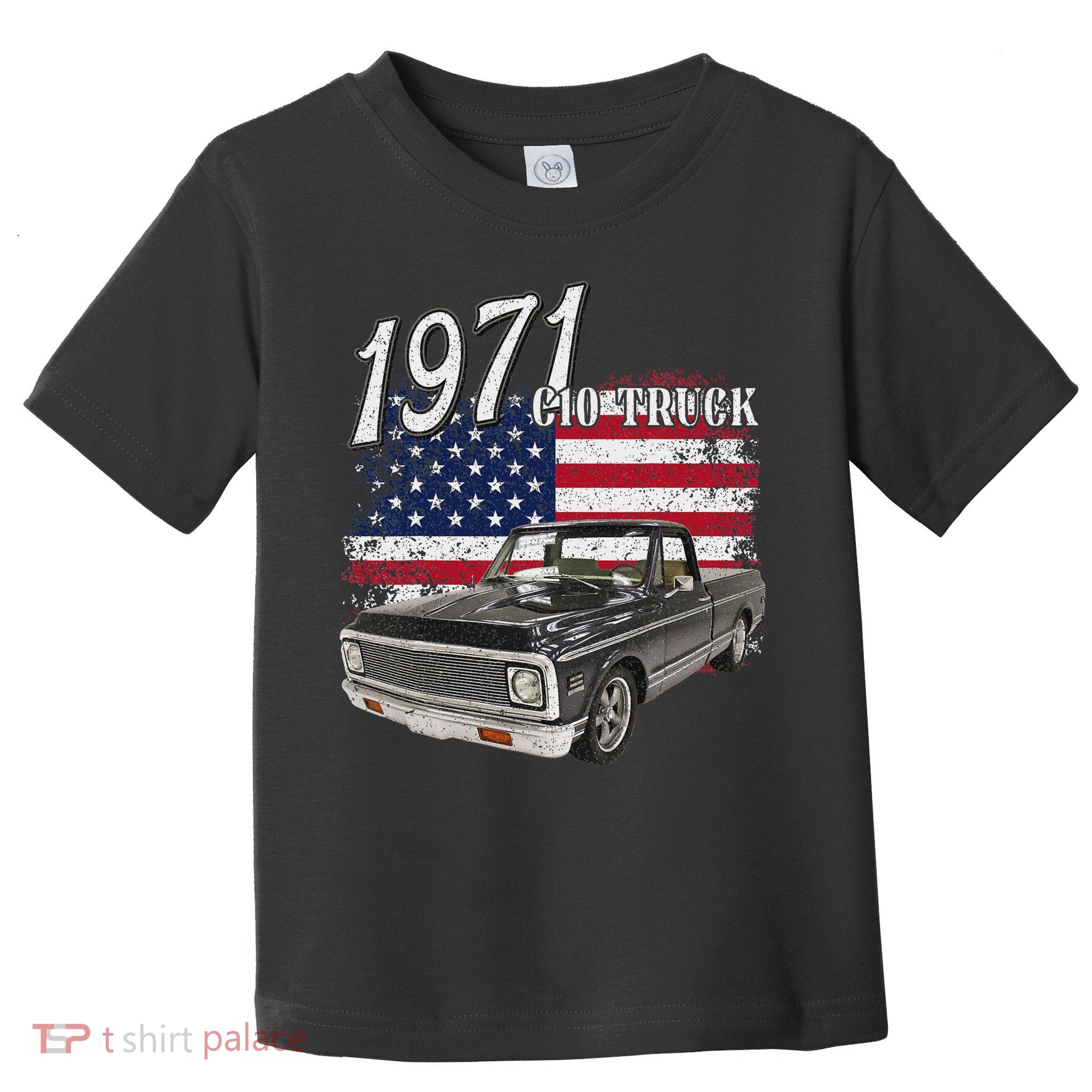 1971 71 C10 Truck Vintage 4th Of July American Flag Toddler T-Shirt