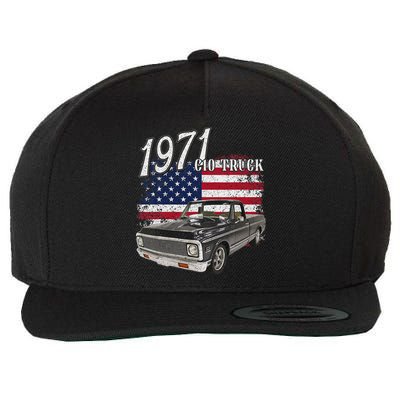1971 71 C10 Truck Vintage 4th Of July American Flag Wool Snapback Cap