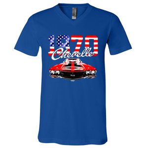 1970 70 Chevelle Ss Trending Muscle Red White Car V-Neck T-Shirt