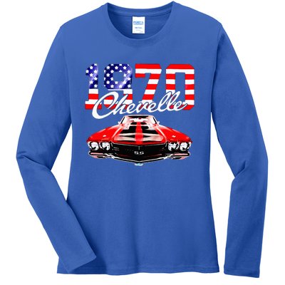 1970 70 Chevelle Ss Trending Muscle Red White Car Ladies Long Sleeve Shirt