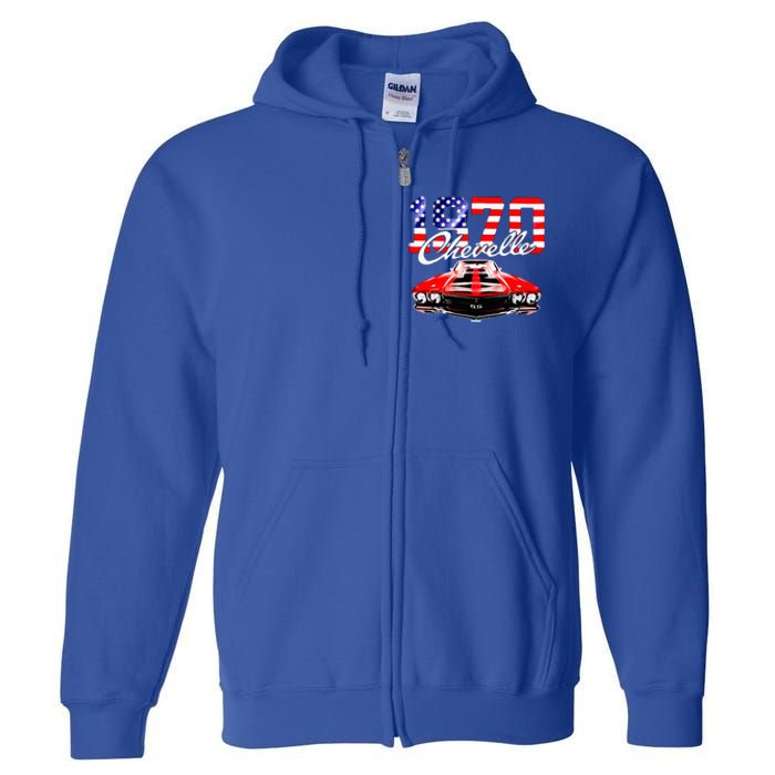 1970 70 Chevelle Ss Trending Muscle Red White Car Full Zip Hoodie