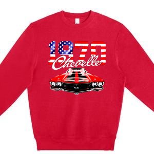 1970 70 Chevelle Ss Trending Muscle Red White Car Premium Crewneck Sweatshirt