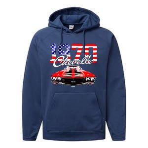 1970 70 Chevelle Ss Trending Muscle Red White Car Performance Fleece Hoodie