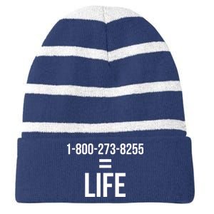 18002738255 Equals Life Striped Beanie with Solid Band