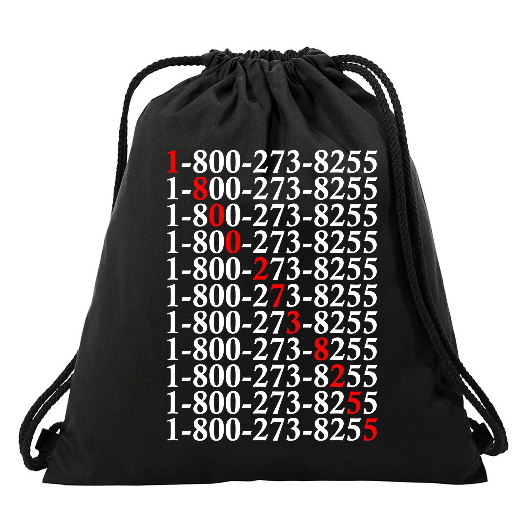 18002738255 Hotline Red Logo Drawstring Bag