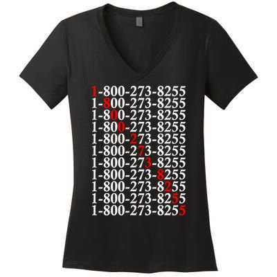 18002738255 Hotline Red Logo Women's V-Neck T-Shirt