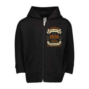 1936 88th Birthday Gift Turning 88 Years Old Toddler Zip Fleece Hoodie