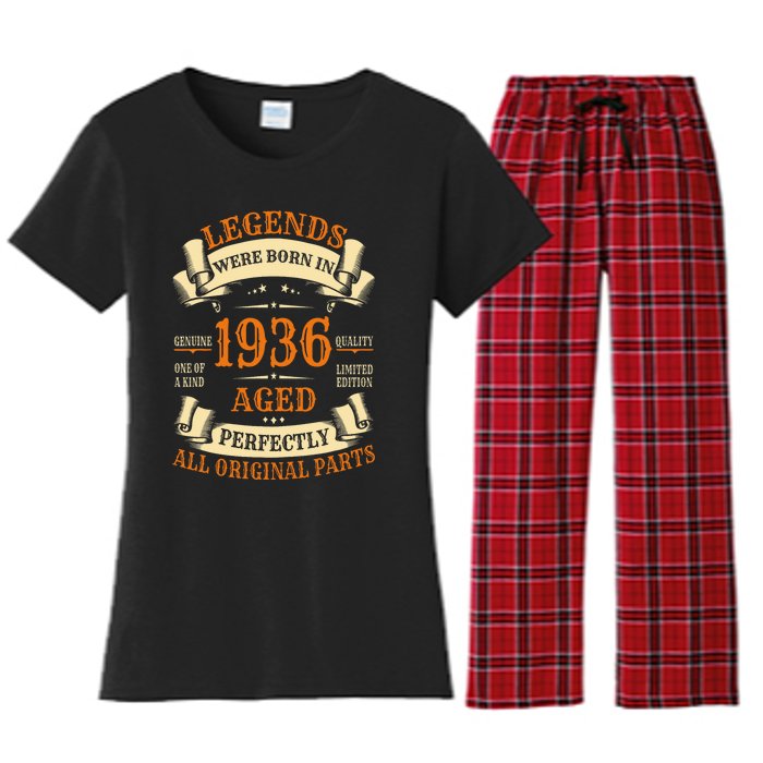 1936 88th Birthday Gift Turning 88 Years Old Women's Flannel Pajama Set