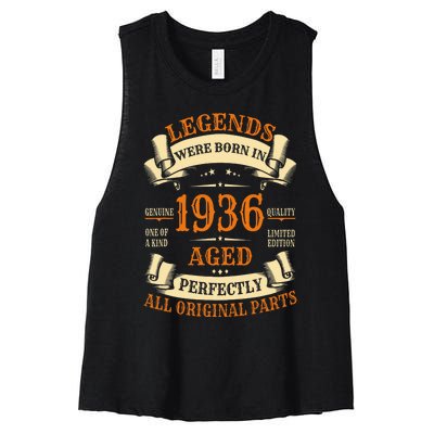 1936 88th Birthday Gift Turning 88 Years Old Women's Racerback Cropped Tank