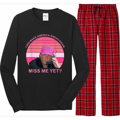 1 800 Make America Great Again Miss Me Yet Trump President 2024 Long Sleeve Pajama Set