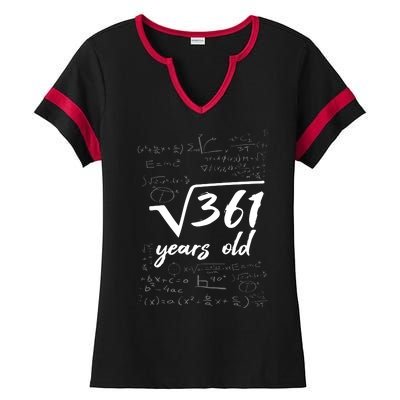 19 Year Old Birthday Math Geek Ladies Halftime Notch Neck Tee