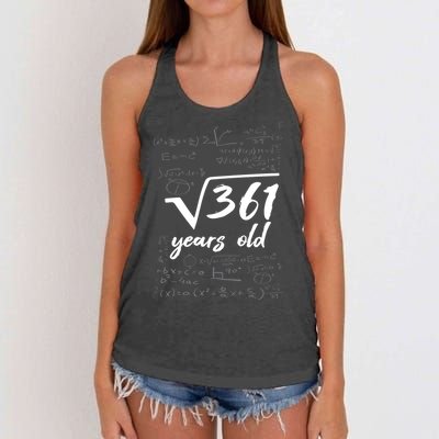 19 Year Old Birthday Math Geek Women's Knotted Racerback Tank