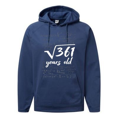 19 Year Old Birthday Math Geek Performance Fleece Hoodie