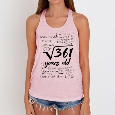 19 Year Old Birthday Math Geek Women's Knotted Racerback Tank