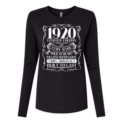 1920 Rare Limited Edition Legend 100th Birthday Womens Cotton Relaxed Long Sleeve T-Shirt