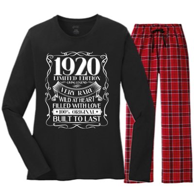 1920 Rare Limited Edition Legend 100th Birthday Women's Long Sleeve Flannel Pajama Set 