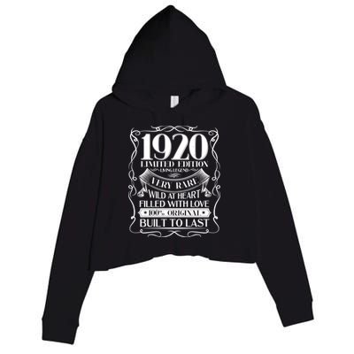 1920 Rare Limited Edition Legend 100th Birthday Crop Fleece Hoodie