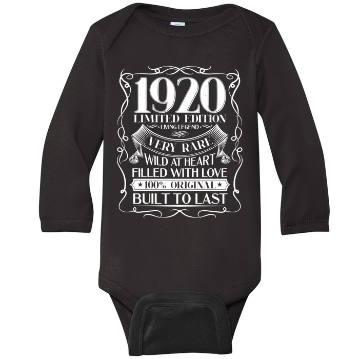 1920 Rare Limited Edition Legend 100th Birthday Baby Long Sleeve Bodysuit