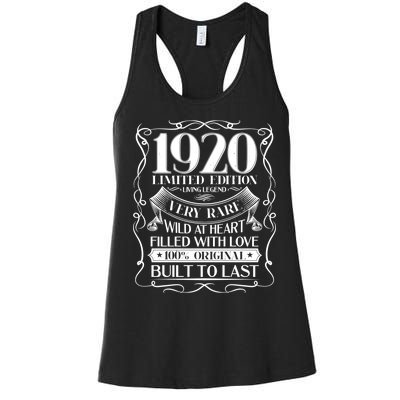 1920 Rare Limited Edition Legend 100th Birthday Women's Racerback Tank