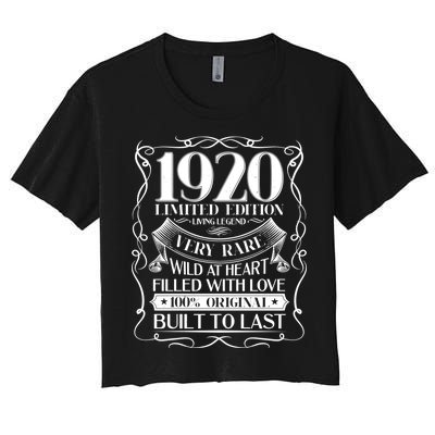 1920 Rare Limited Edition Legend 100th Birthday Women's Crop Top Tee