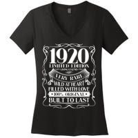 1920 Rare Limited Edition Legend 100th Birthday Women's V-Neck T-Shirt