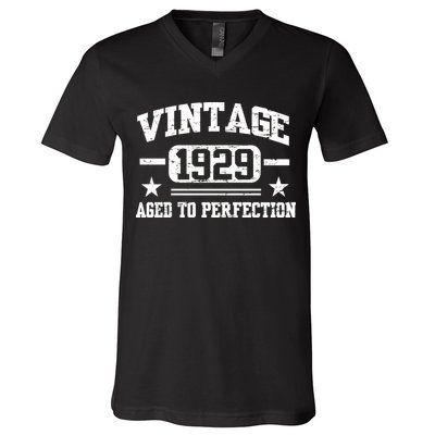 1929 Vintage Aged To Perfection Birthday Gift V-Neck T-Shirt