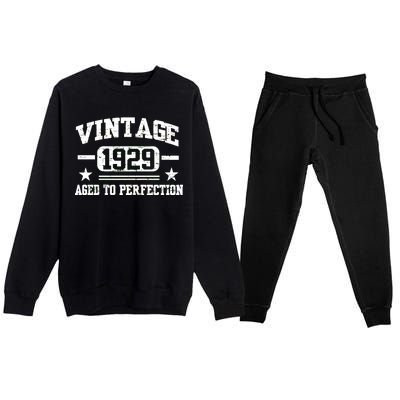 1929 Vintage Aged To Perfection Birthday Gift Premium Crewneck Sweatsuit Set