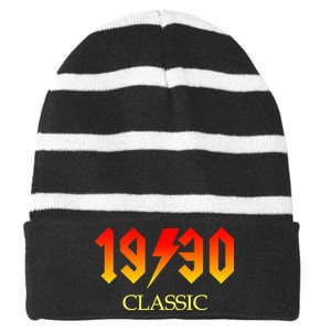 1930 Classic Rock 90th Birthday Striped Beanie with Solid Band