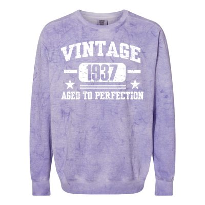 1937 Vintage Aged To Perfection Birthday Gift Colorblast Crewneck Sweatshirt