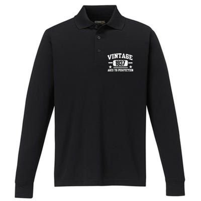 1937 Vintage Aged To Perfection Birthday Gift Performance Long Sleeve Polo