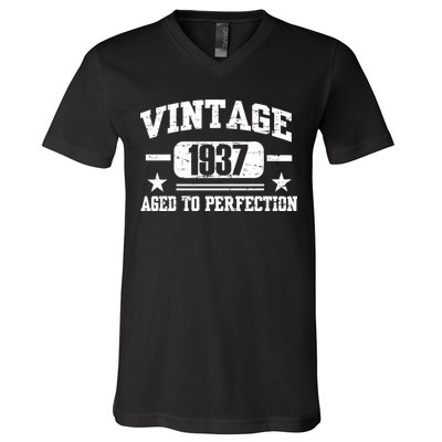 1937 Vintage Aged To Perfection Birthday Gift V-Neck T-Shirt