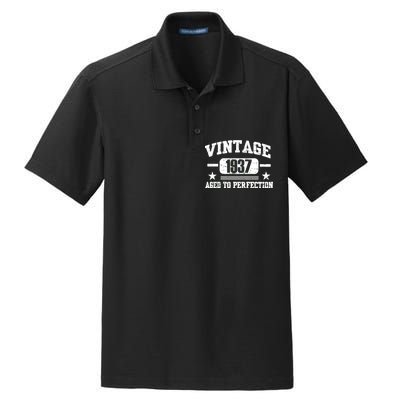 1937 Vintage Aged To Perfection Birthday Gift Dry Zone Grid Polo