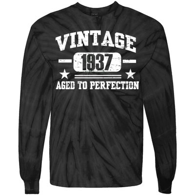 1937 Vintage Aged To Perfection Birthday Gift Tie-Dye Long Sleeve Shirt