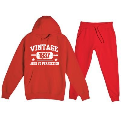 1937 Vintage Aged To Perfection Birthday Gift Premium Hooded Sweatsuit Set